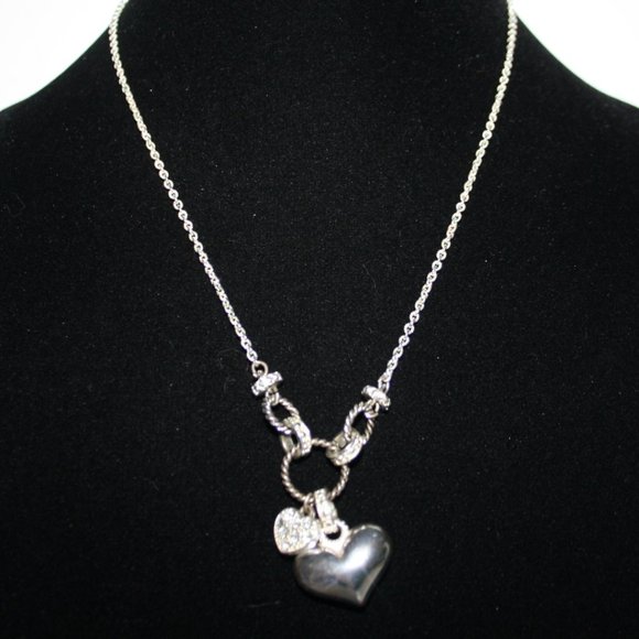 Silver rhinestone heart necklace 17-20"